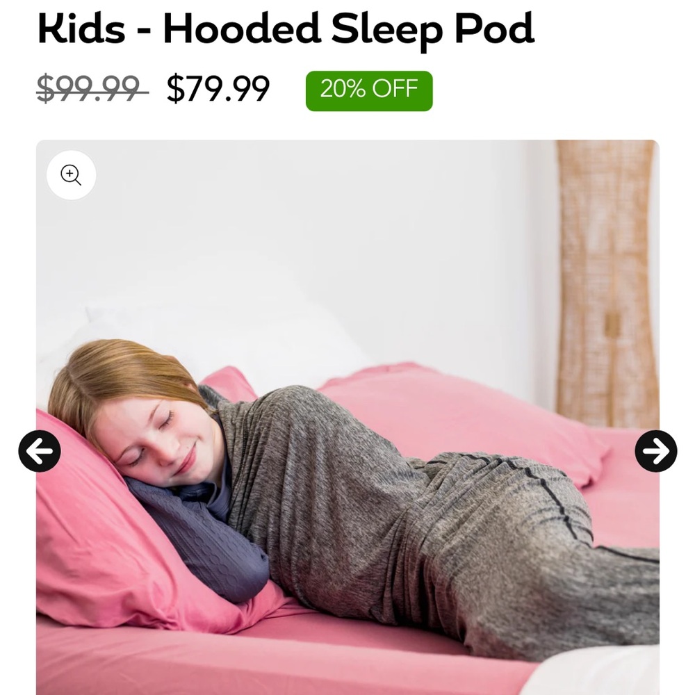 Sleep Pod Kids Gray Hooded Swaddle/Sleep Sack
